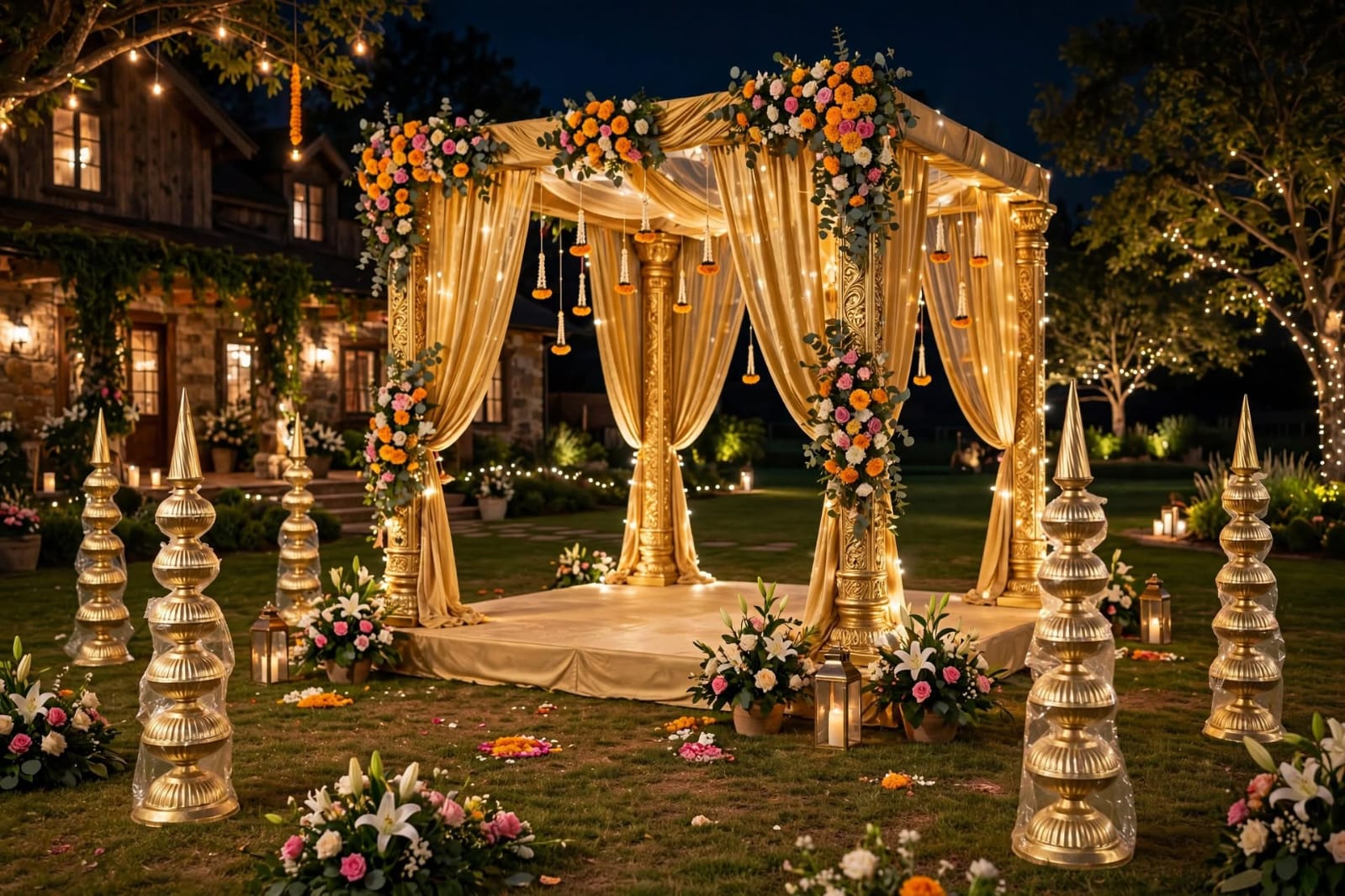 Metal Minar Decoration for Wedding and Event Decor