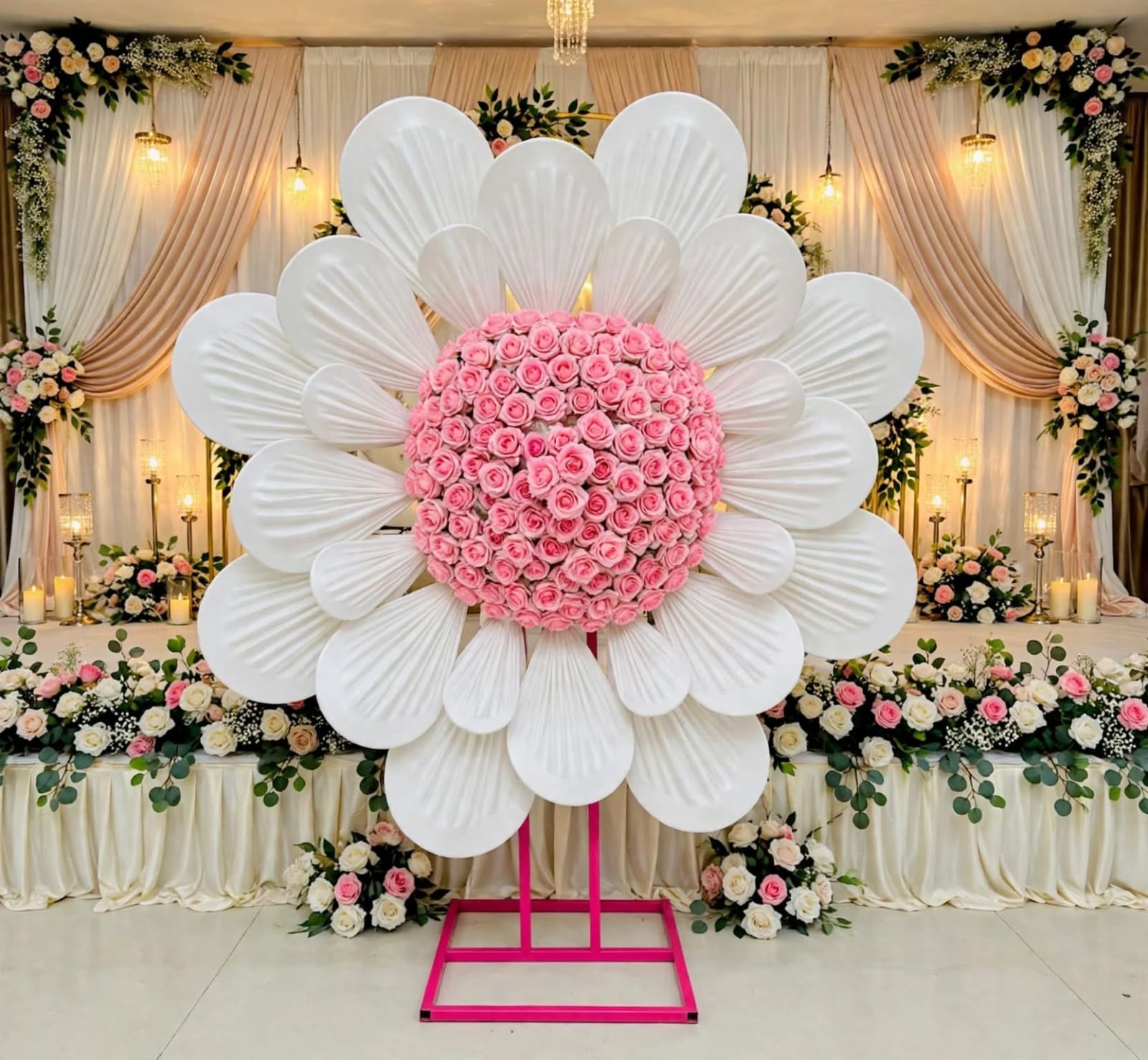 Fabric and Iran Flower Stand for Wedding Decoration