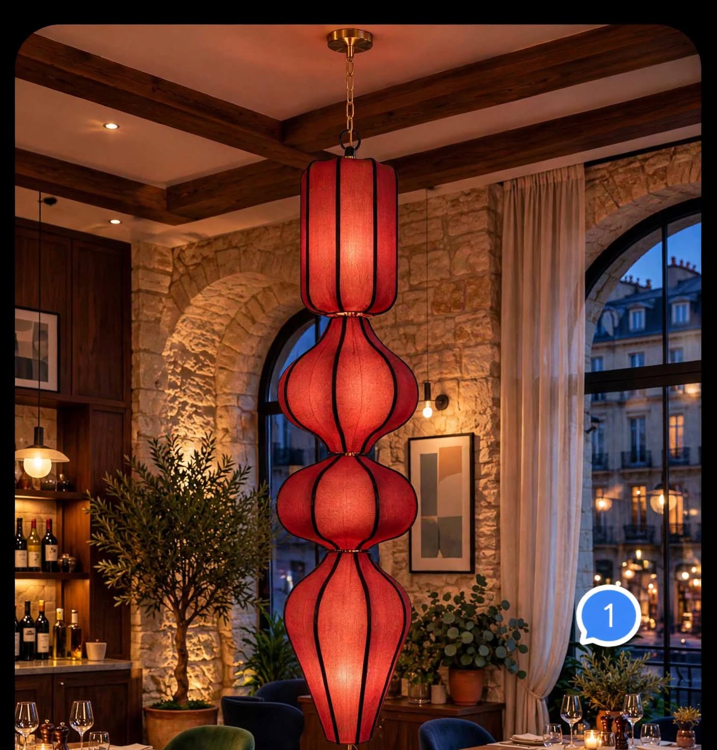 Black Line Fabric Jhoomar Lantern for Wedding Decoration