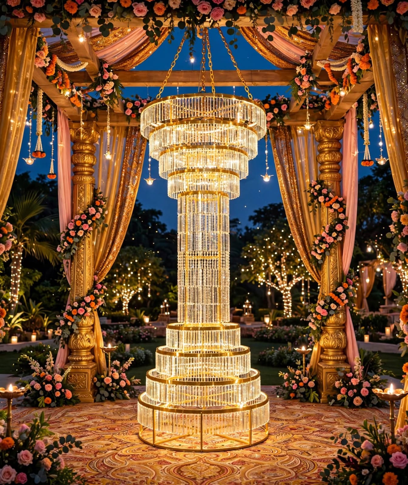 Crystal Pillar Decoration for Wedding and Event Interiors