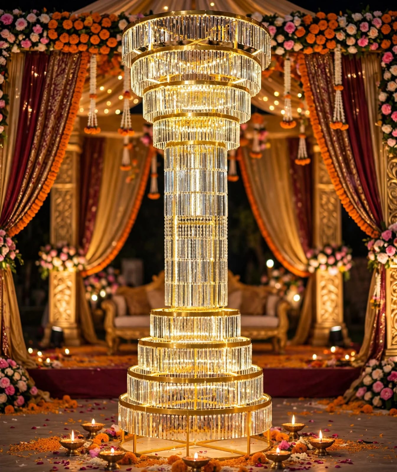 Crystal Pillar Decoration for Wedding and Event Interiors