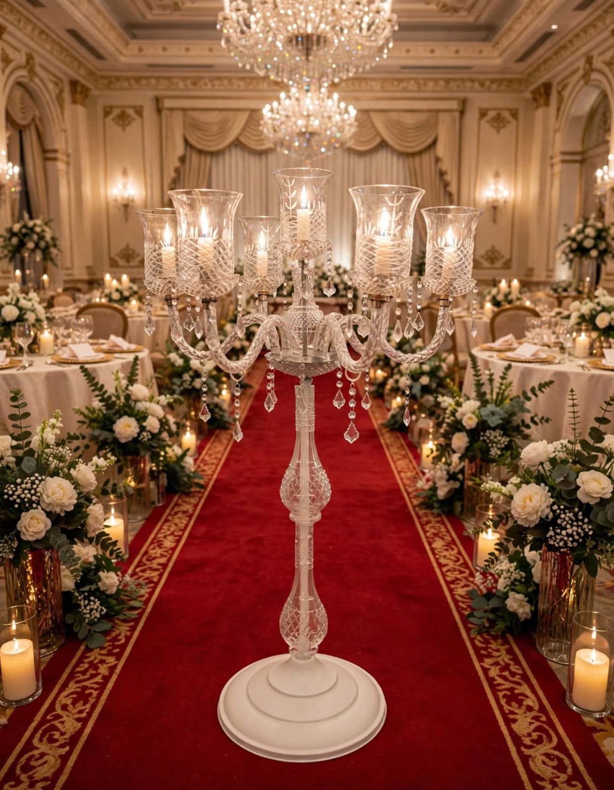 Crystal Candelabra Floor Stand for Wedding and Event Decoration