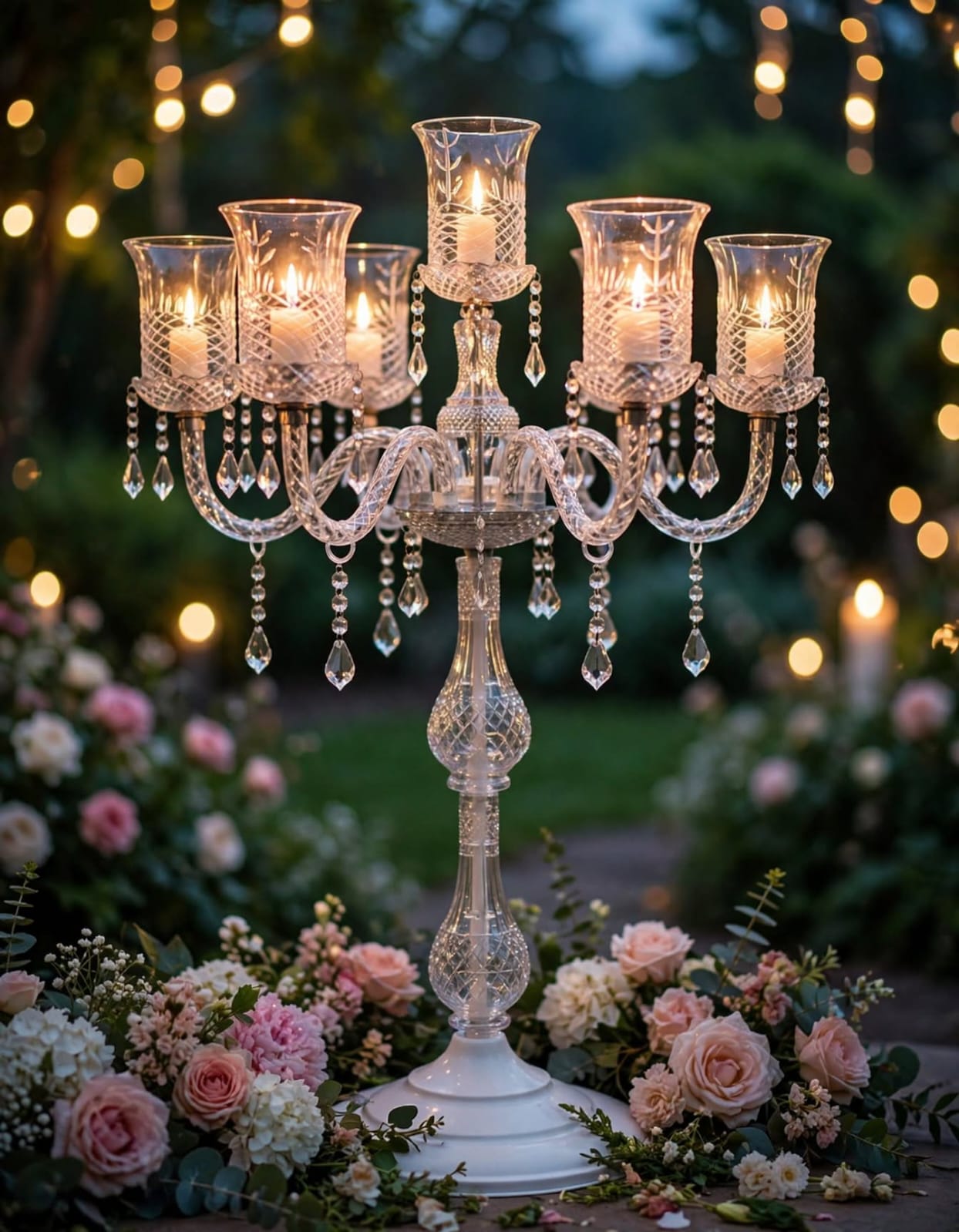 Crystal Candelabra Floor Stand for Wedding and Event Decoration