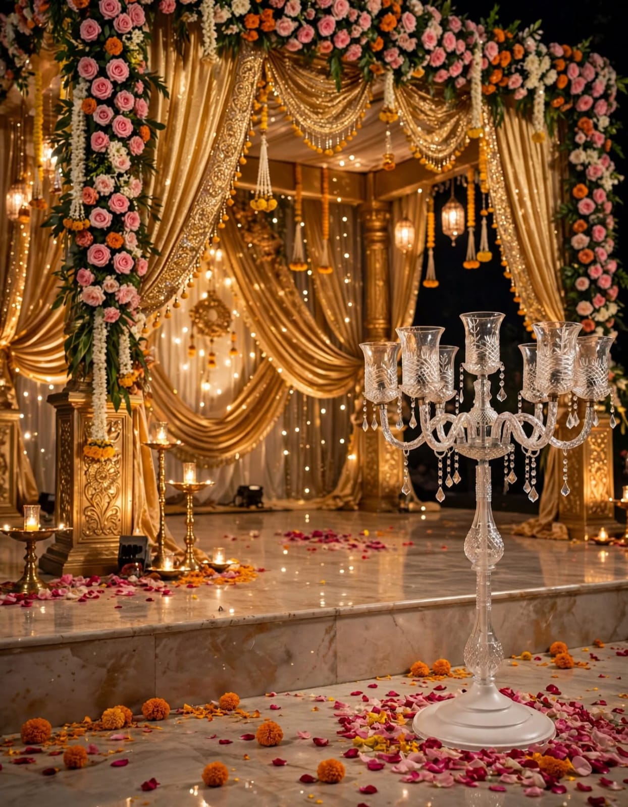 Crystal Candelabra Floor Stand for Wedding and Event Decoration