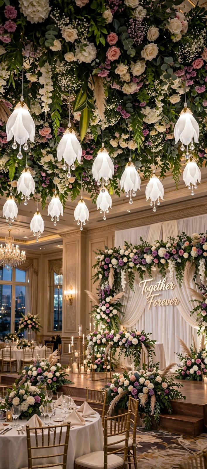 White Lily Crystal Hanging Lights for Elegant Decoration