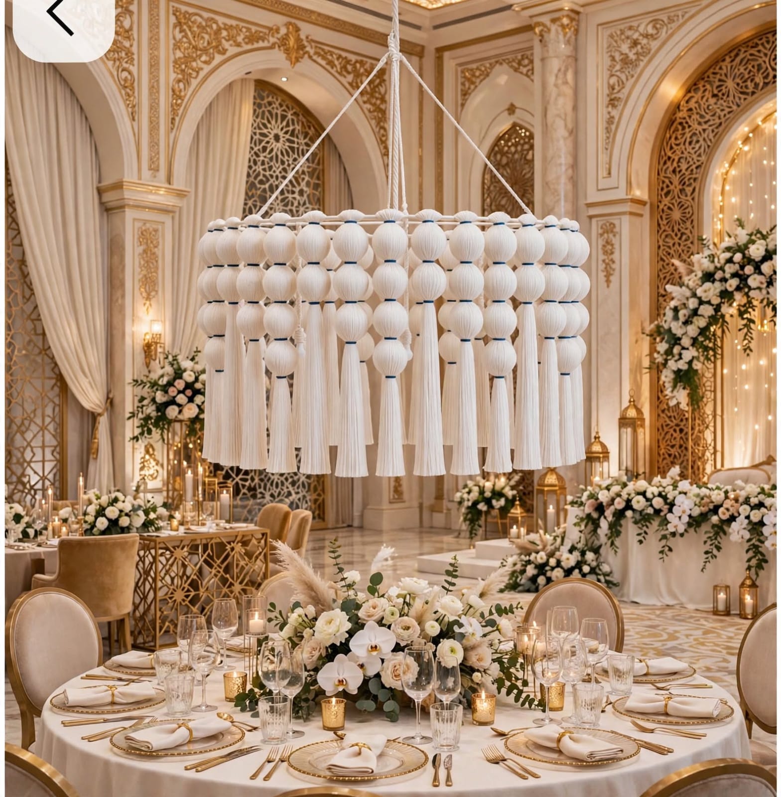 White Tassel Latkan Chandelier for Wedding and Home Decoration