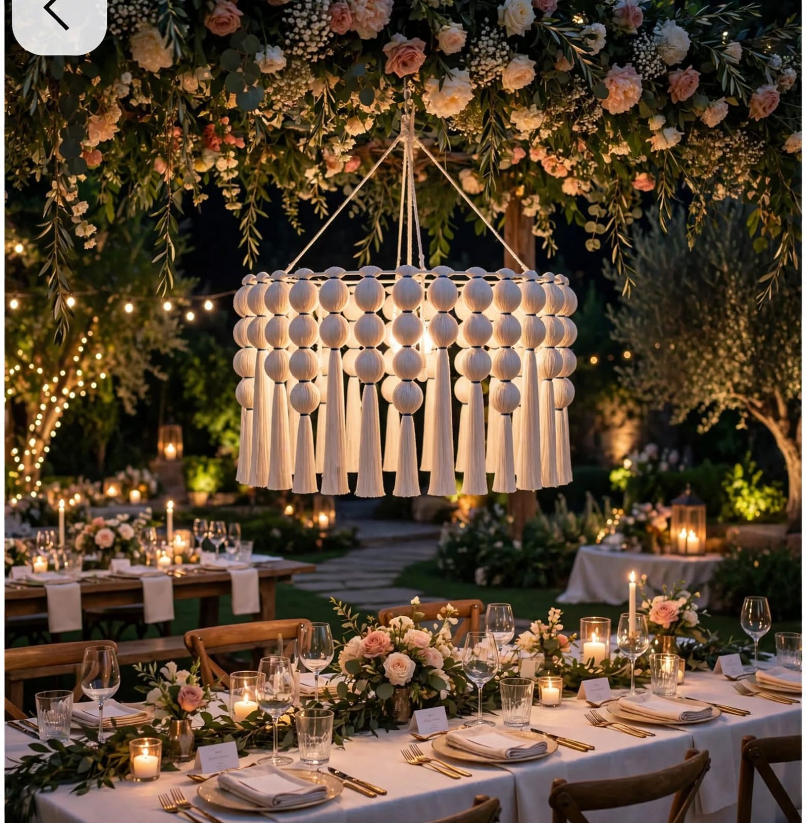 White Tassel Latkan Chandelier for Wedding and Home Decoration