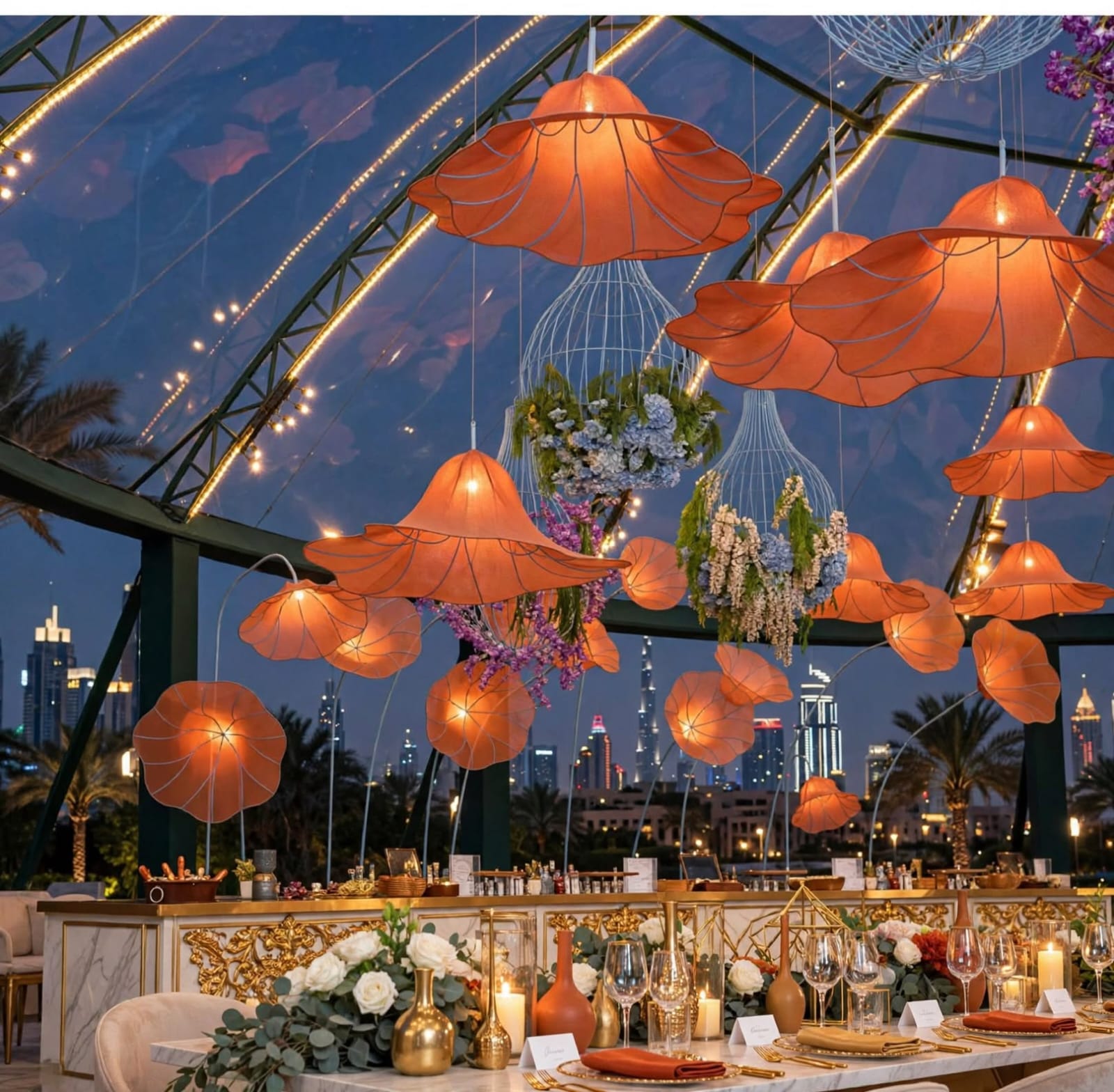 Lotus Petal Fabric Hanging Lights for Elegant Decoration