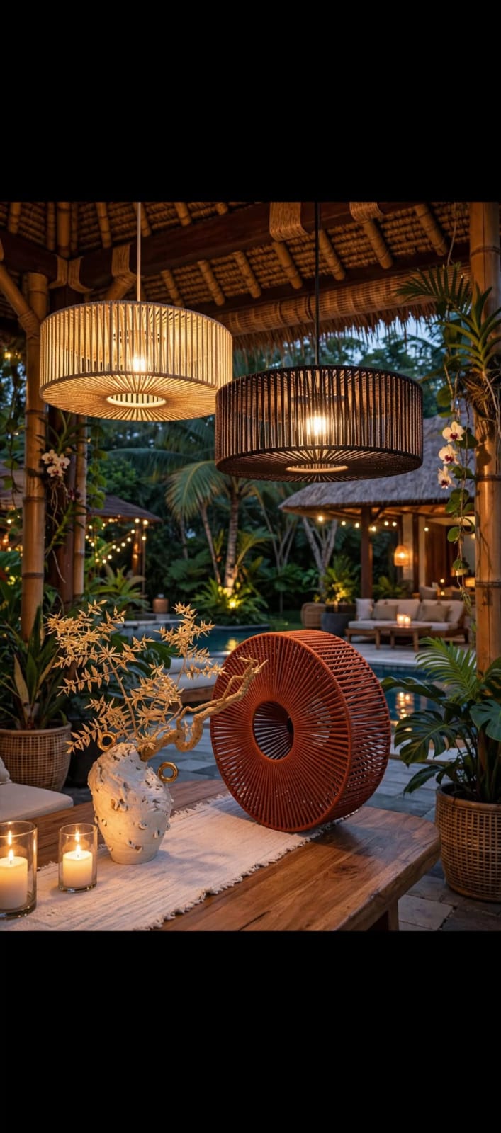 Bamboo Hanging Pendant Light for Home and Event Decoration