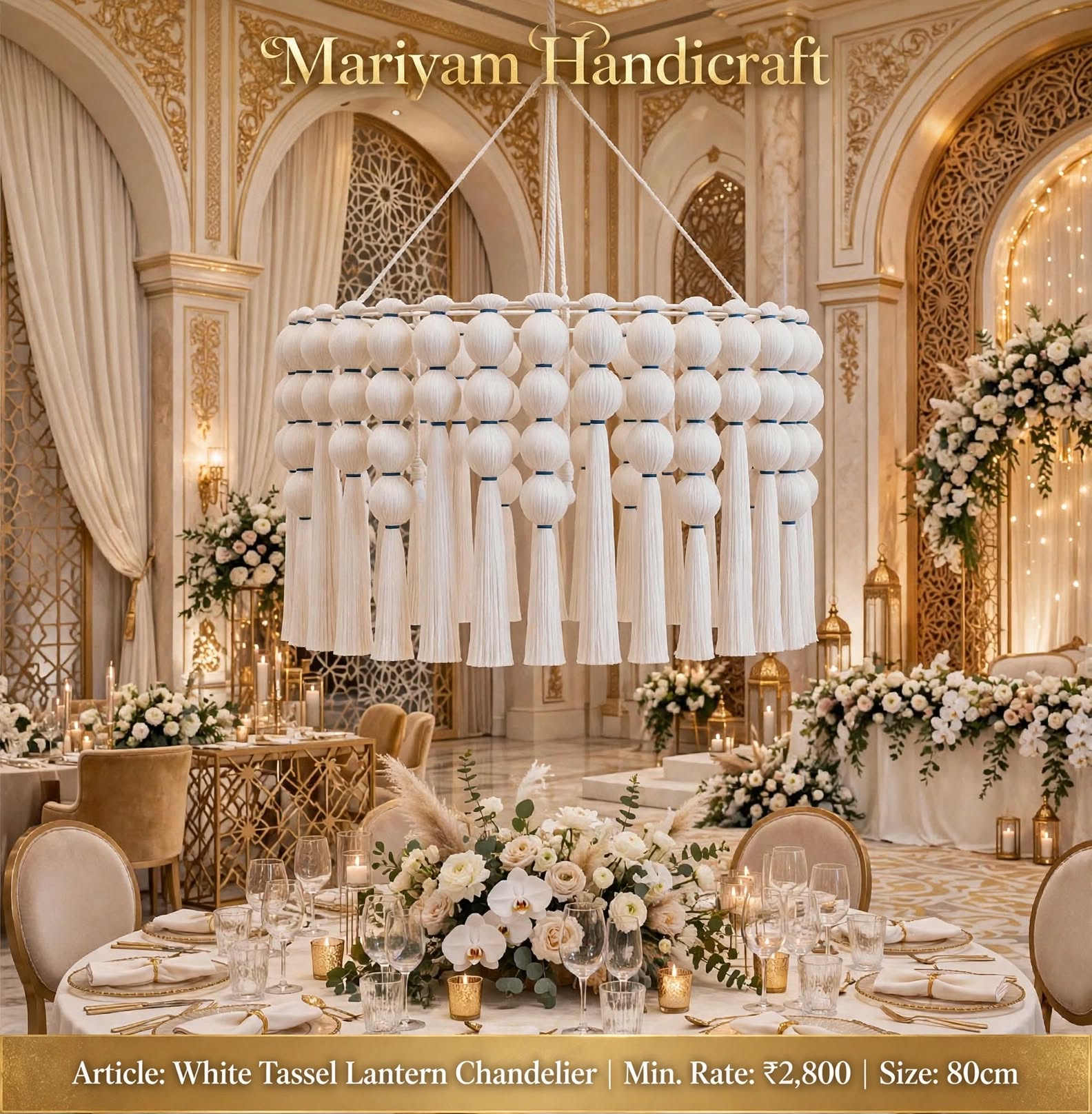 White Tassel Latkan Chandelier for Wedding and Home Decoration